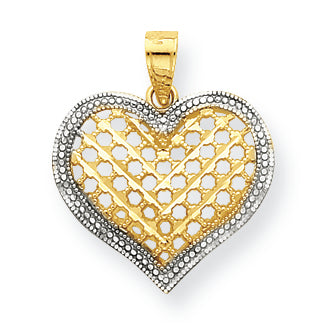 10K Gold & Rhodium Heart Charm