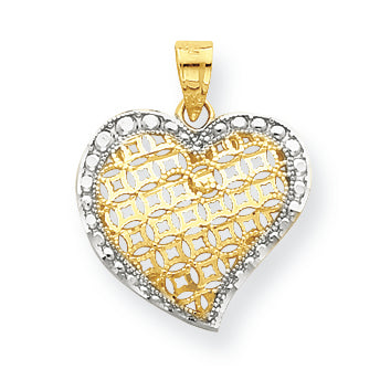 10K Gold & Rhodium Heart Charm