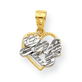 10K Gold & Rhodium Love Heart Charm