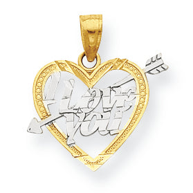 10K Gold & Rhodium I Love You Heart Charm