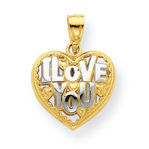 10K Gold & Rhodium Heart Charm