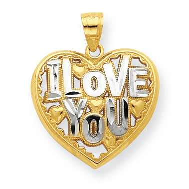 10K Gold & Rhodium I Love You Heart Charm