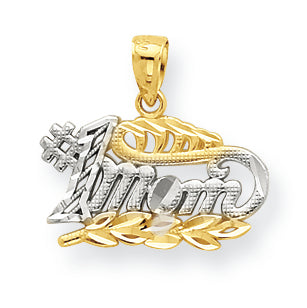 10K Gold & Rhodium #1 Mom Charm