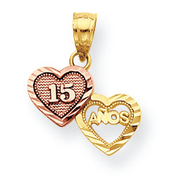 10K Gold Two-tone Small Sweet 15 Charm