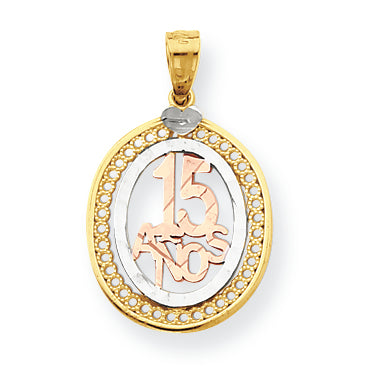 10K Gold Two-tone Sweet 15 Oval Pendant