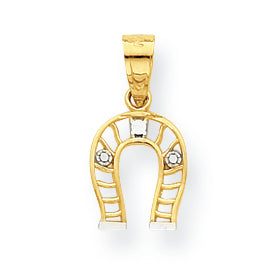 10K Gold & Rhodium Small Horse Shoe Charm