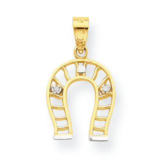 10K Gold & Rhodium Horse Shoe Charm