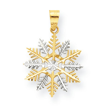 10K Gold & Rhodium Snowflake Charm
