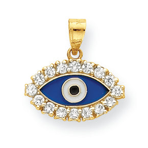 10K Gold CZ & Enamel Eye Pendant