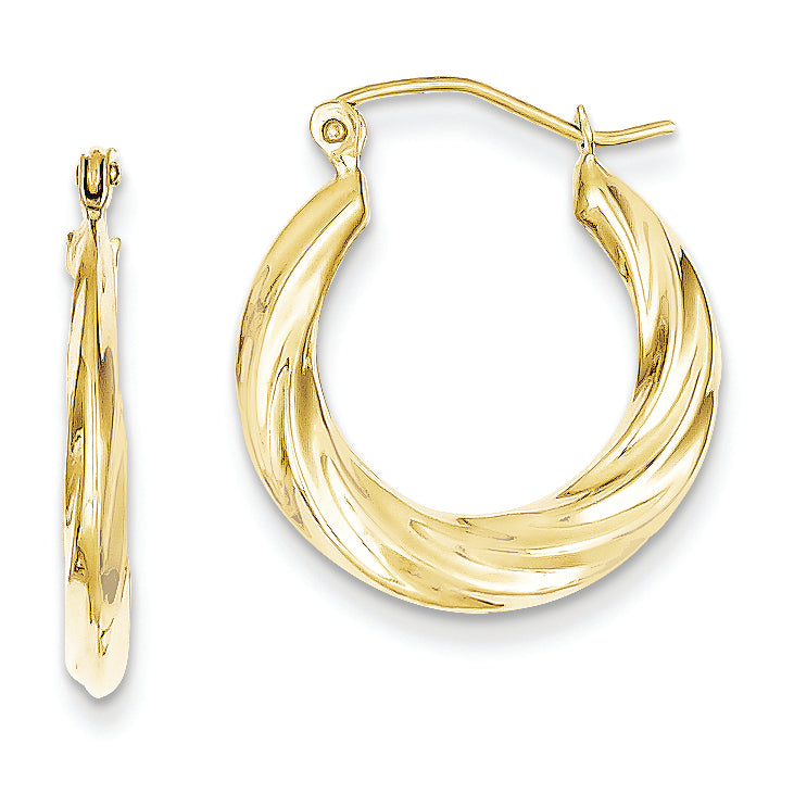 10K Gold Fancy Small Hoop Earrings