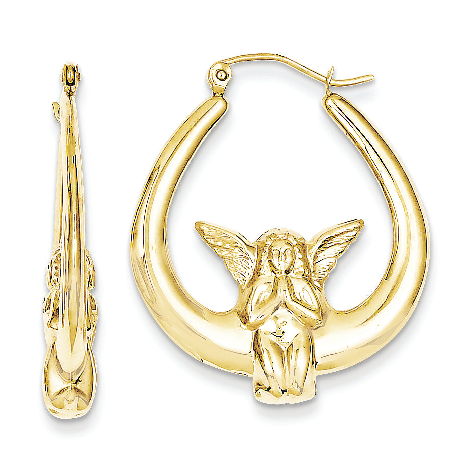 10K Gold Angel Hoop Earrings