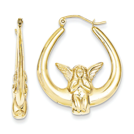 10K Gold Angel Hoop Earrings