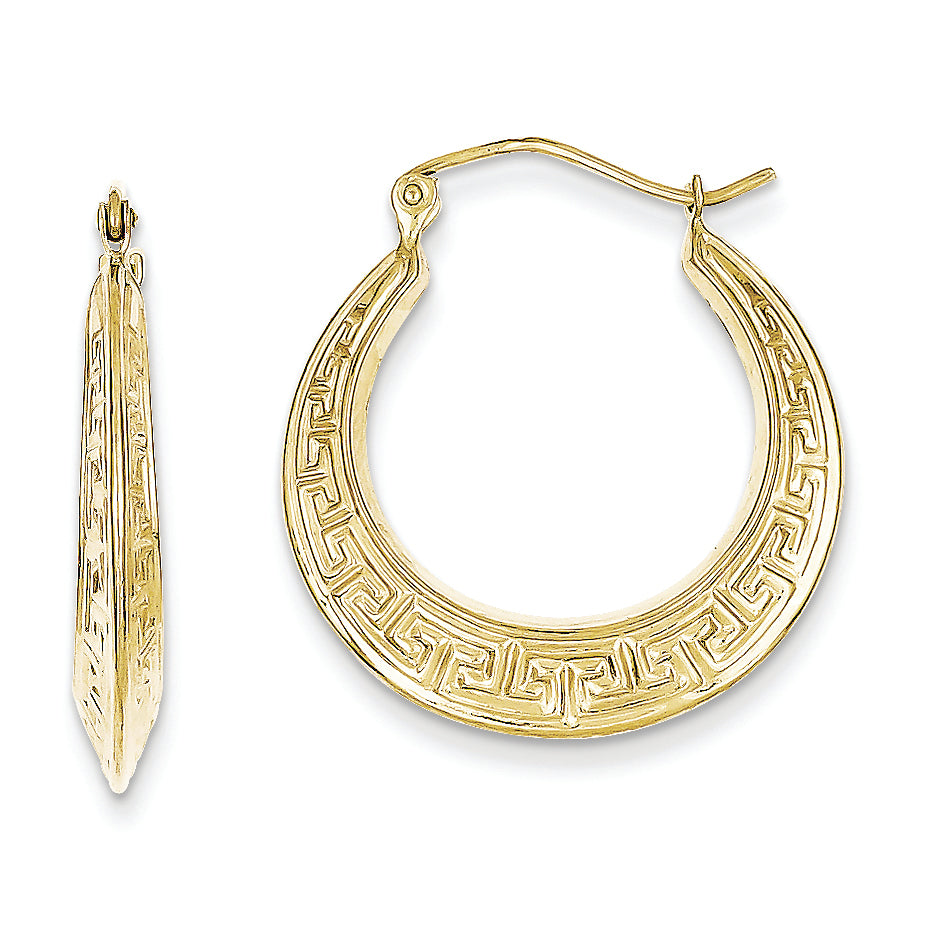 10K Gold Polished Hollow Greek Key Earrings