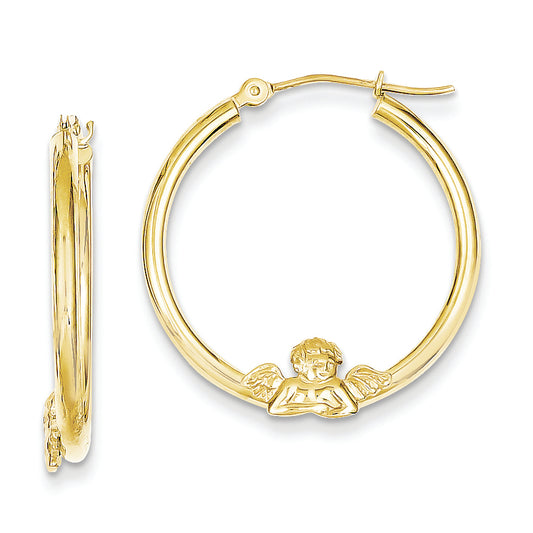 10K Gold ANGEL HOOP EARRINGS