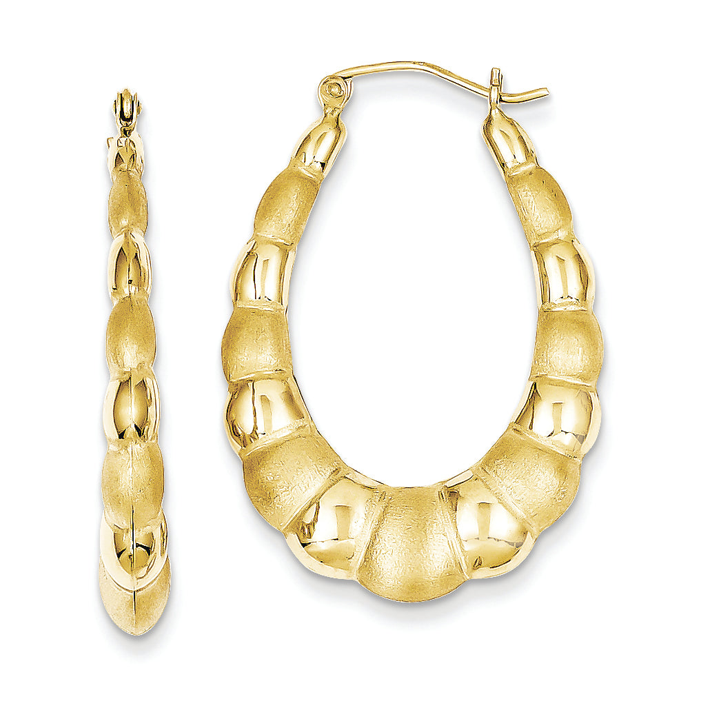 10K Gold Satin Hollow Fancy Earrings