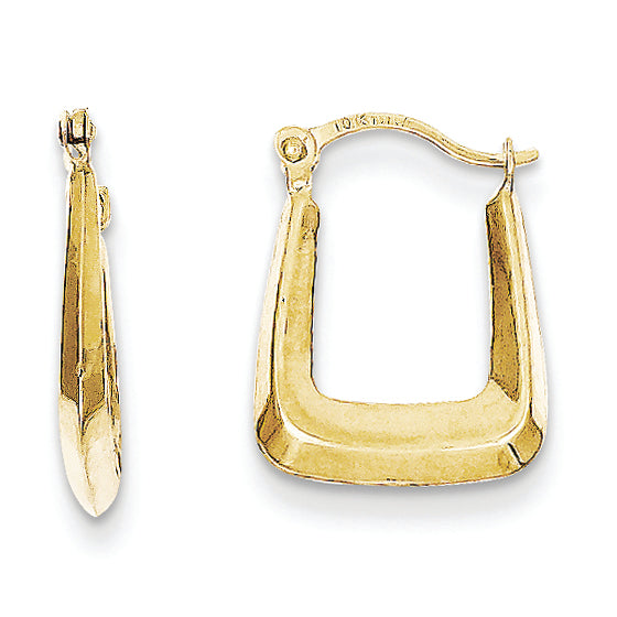 10K Gold Hollow Squared Hollow Hoop Earrings