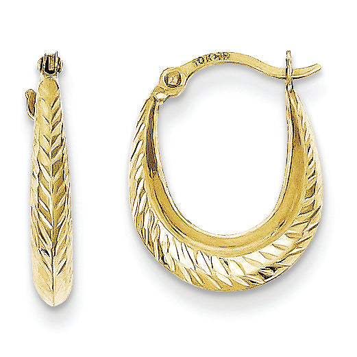 10K Gold Textured Hollow Hoop Earrings
