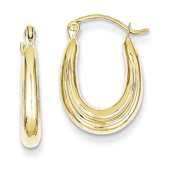 10K Gold Fancy Small Hoop Earrings