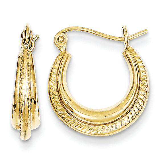 10K Gold Fancy Small Hoop Earrings