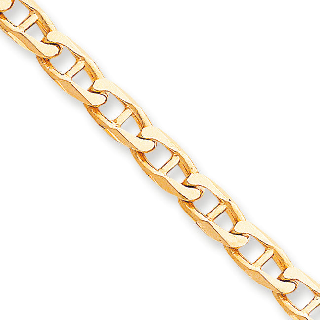 10K Gold 7mm Hand-Polished  Anchor Link Chain 8 Inches