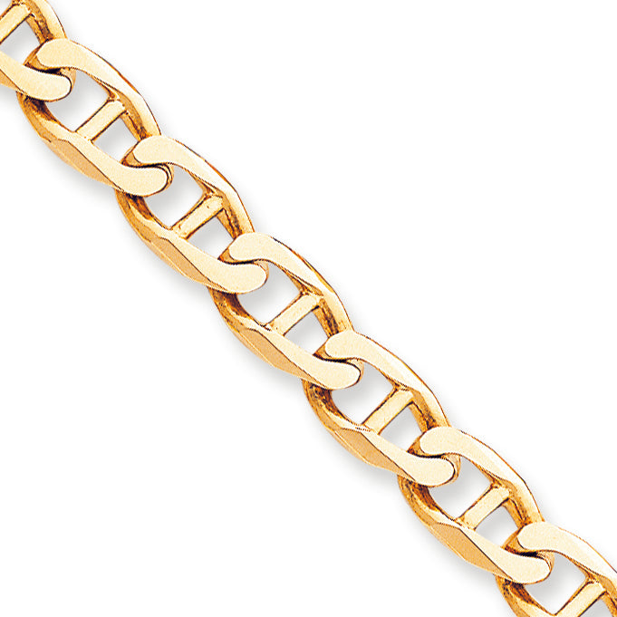 10K Gold 9mm Hand-Polished  Anchor Link Chain 8 Inches