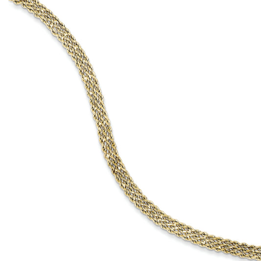10K Gold Diamond-cut Triple Rope Bracelet 7 Inches