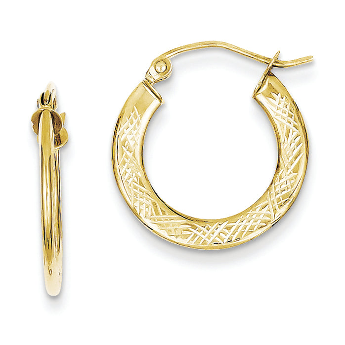 10K Gold Textured Hoop Earrings