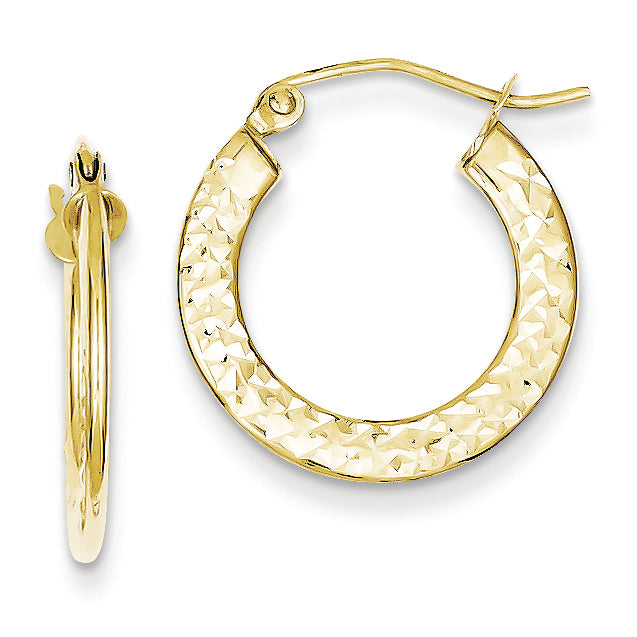 10K Gold 1-Sided Textured 18mm Hoop Earrings