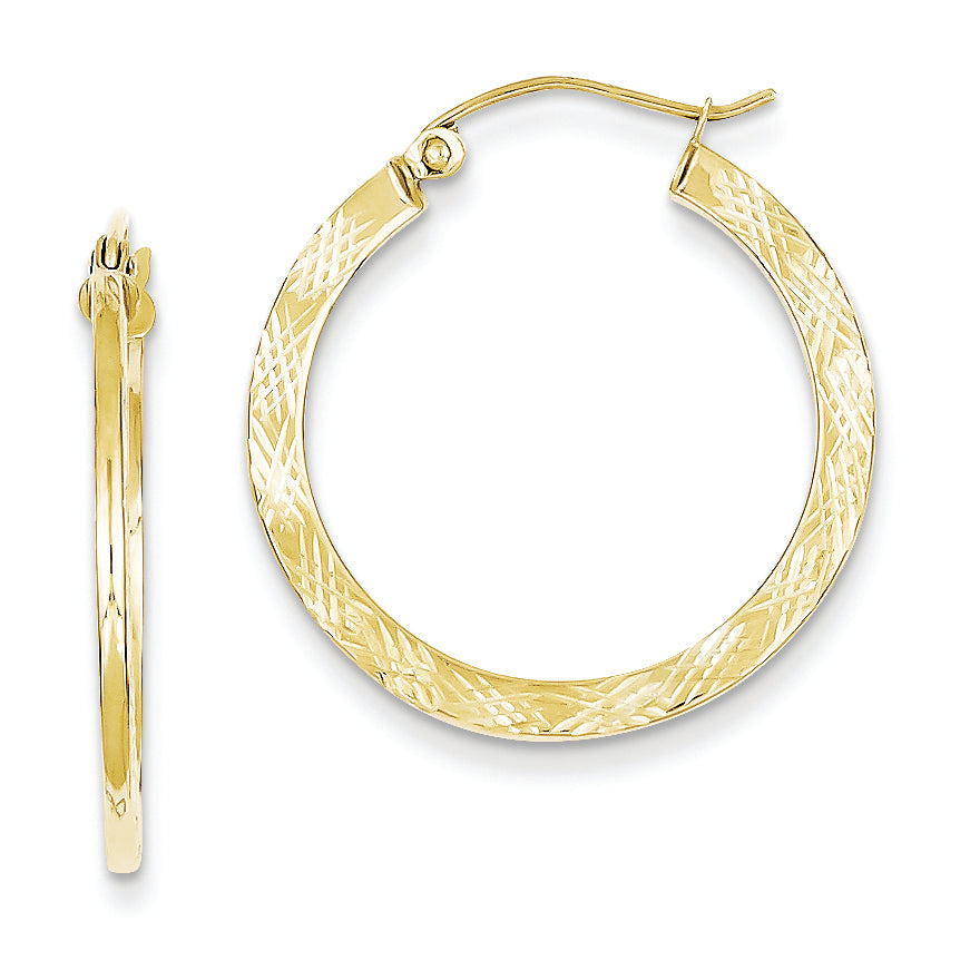 10K Gold Textured Hoop Earrings