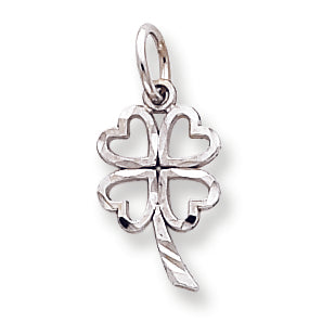 10K White Gold Solid Open 4-Leaf Clover Charm