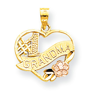 10K Gold Two-Tone #1 Grandma Heart Charm