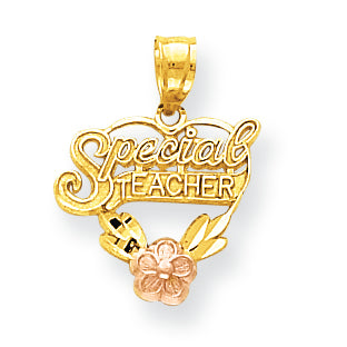 10K Gold Two-Tone Special Teacher Heart Charm