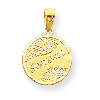 10K Gold Disc with Softball Charm