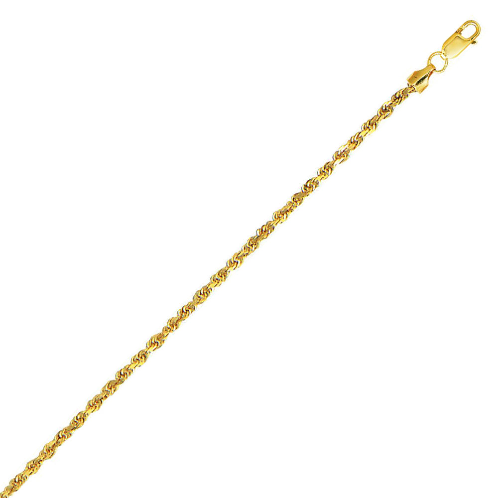 10K Solid Yellow Gold Light Sparkle Bracelet 2.5mm thick 7 Inches