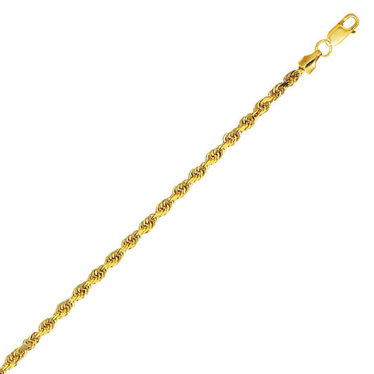 10K Solid Yellow Gold Light Sparkle Chain Necklace 3.2mm thick 20 Inches