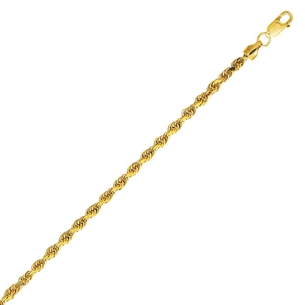 10K Solid Yellow Gold Light Sparkle Chain Necklace 3.2mm thick 24 Inches