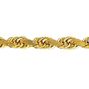 10K Solid Yellow Gold Hollow Rope Chain 4mm thick 24 Inches