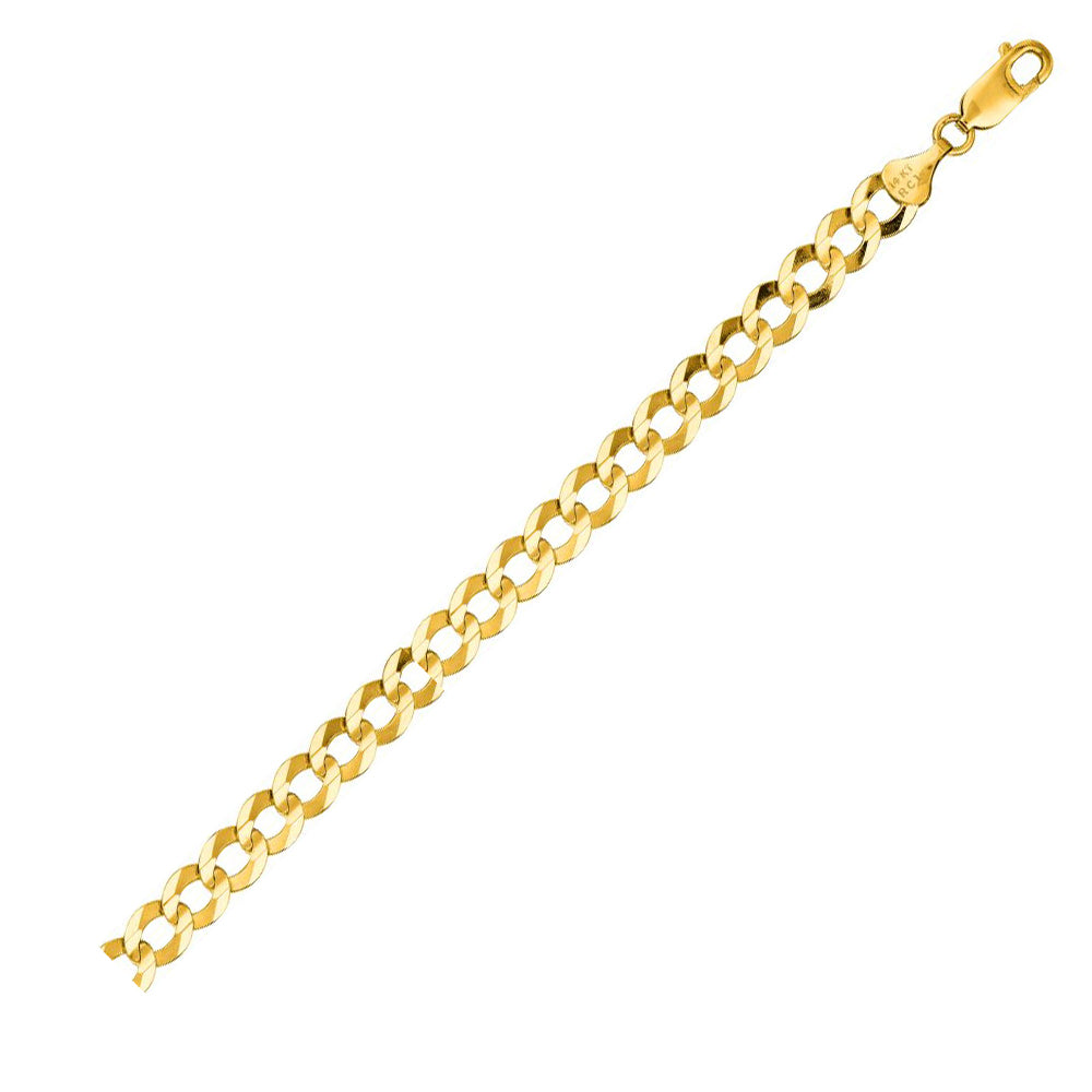 10K Solid Yellow Gold Comfort Curb Bracelet 7mm thick 8.5 Inches