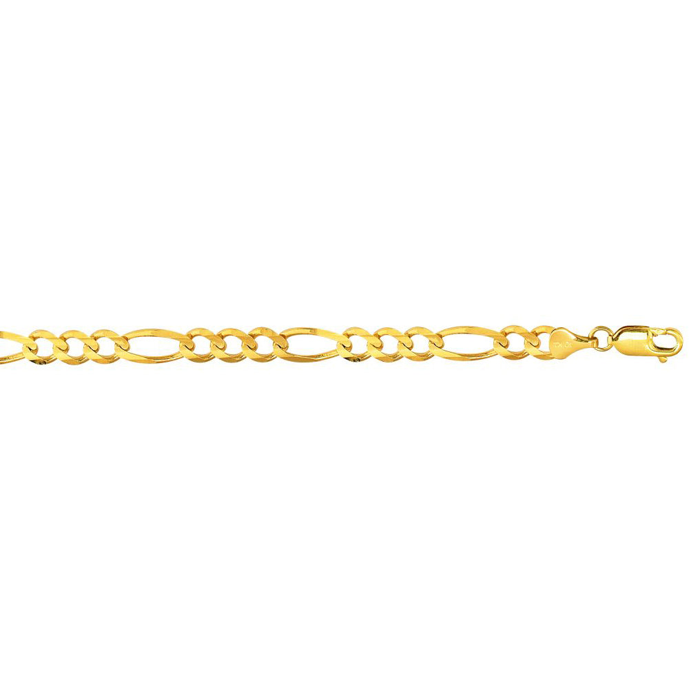 10K Solid Yellow Gold Figaro Bracelet 7mm thick 8.5 Inches