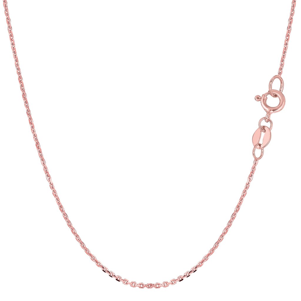 14K Solid Pink Gold Cable Chain Necklace 0.5mm thick 18 Inches