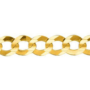 10K Solid Yellow Gold Comfort Curb Chain 8.6mm thick 22 Inches