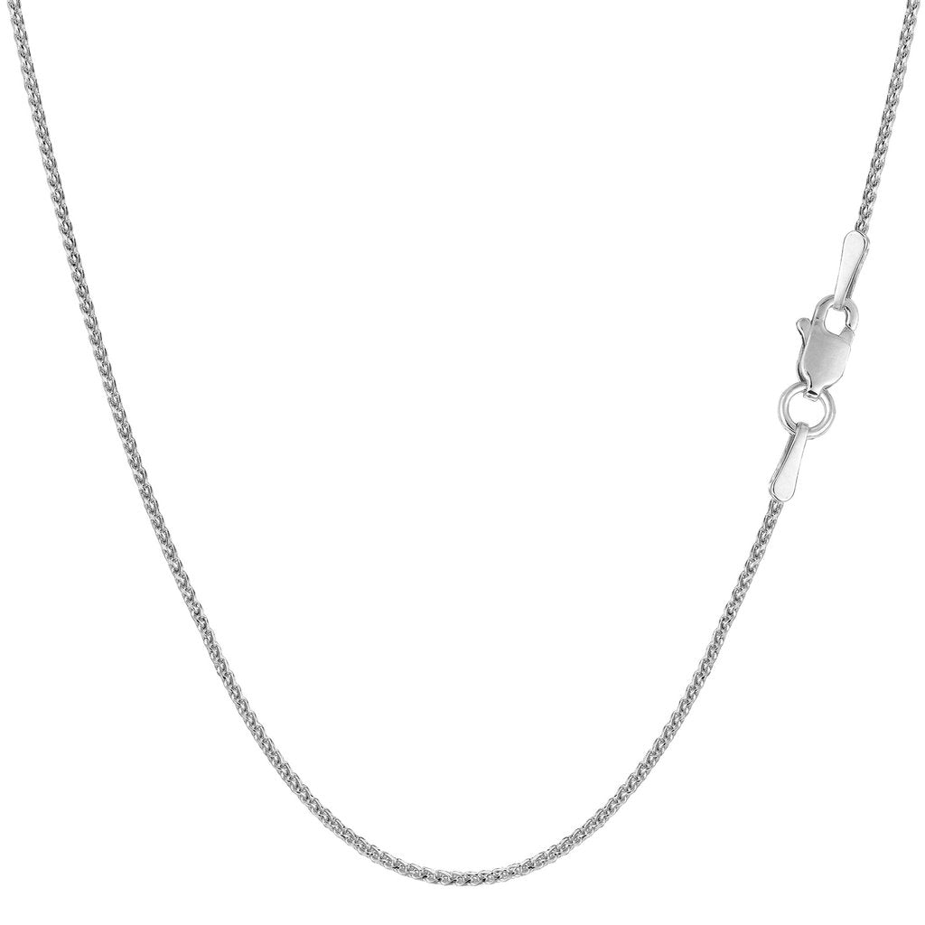 14K Solid White Gold Diamond Cut Wheat Chain 0.8mm thick 18 Inches