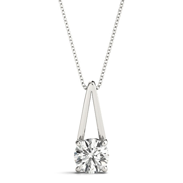 Diamond Solitaire Triangle Bail Pendant in 14k White Gold (0.75 ct. tw. VS1/VS2 F/G)