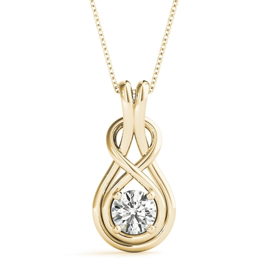 Diamond Love Knot Solitaire Pendant in 14k Yellow Gold (0.40 ct. tw.)