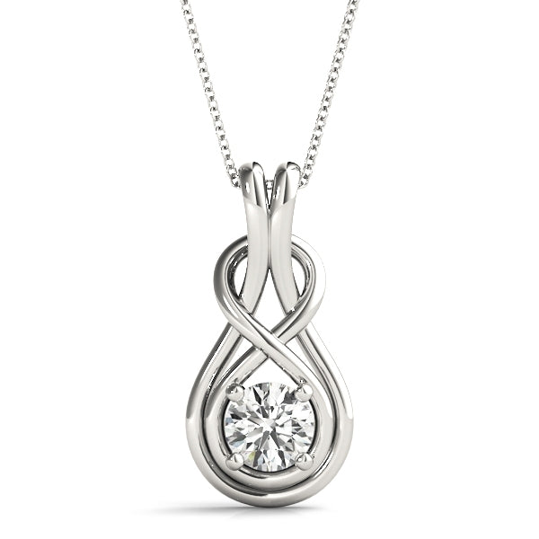 Diamond Love Knot Solitaire Pendant in 14k White Gold (0.12 ct. tw.)