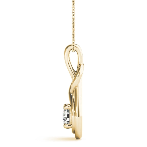Diamond Love Knot Solitaire Pendant in 14k Yellow Gold (0.12 ct. tw.)