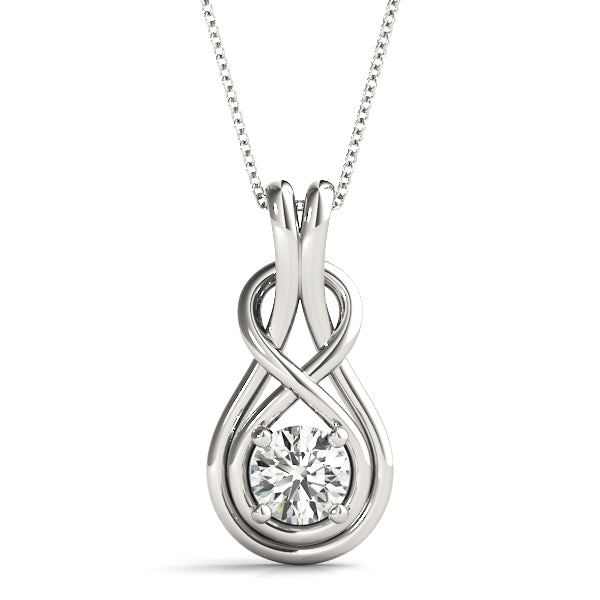 Diamond Love Knot Solitaire Pendant in 14k White Gold (0.40 ct. tw.)