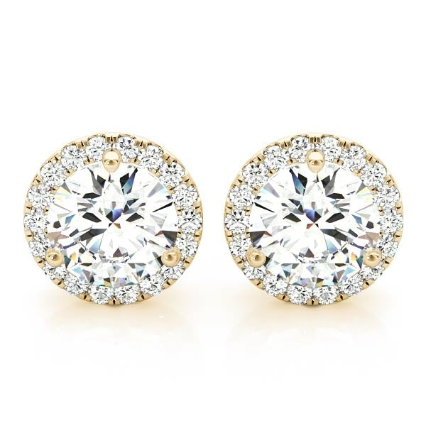 Diamond Halo Earrings in 14k Yellow Gold (1.50 ct. tw. VS1-VS2 F-G)