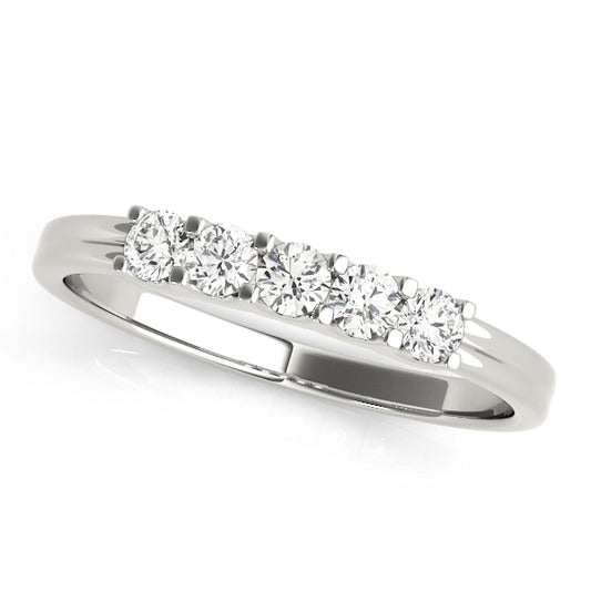 14K White Gold 0.24CTW Five Stone Common Prong Diamond Anniversary Ring VS1-VS2 F-G