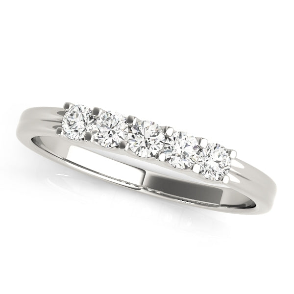 14K White Gold 0.40CTW Five Stone Common Prong Diamond Anniversary Ring VS1-VS2 F-G